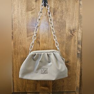 Badgley Mischka Wrapped Frame Clutch Chain Shoulder Bag - Taupe